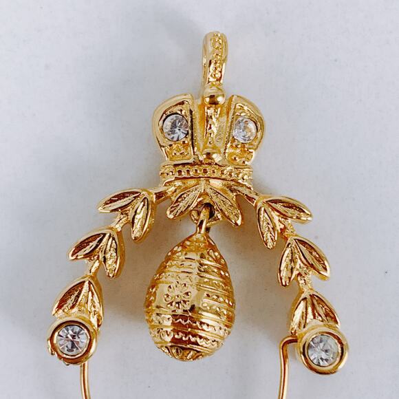 Gold Tone Pendant, Egg, Enamel Cross Design, 1990s - Y2K - Picture 3 of 16